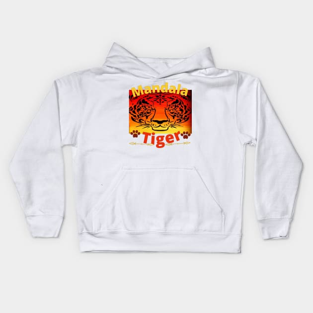 Tiger mandala acrylic painting Kids Hoodie by LukjanovArt